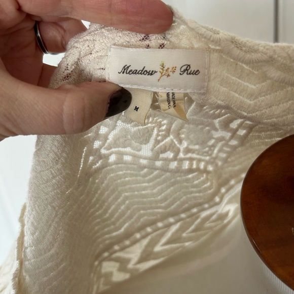 Anthropologie Meadow Rue Cream Lace Sheer Blouse - Picture 4 of 4